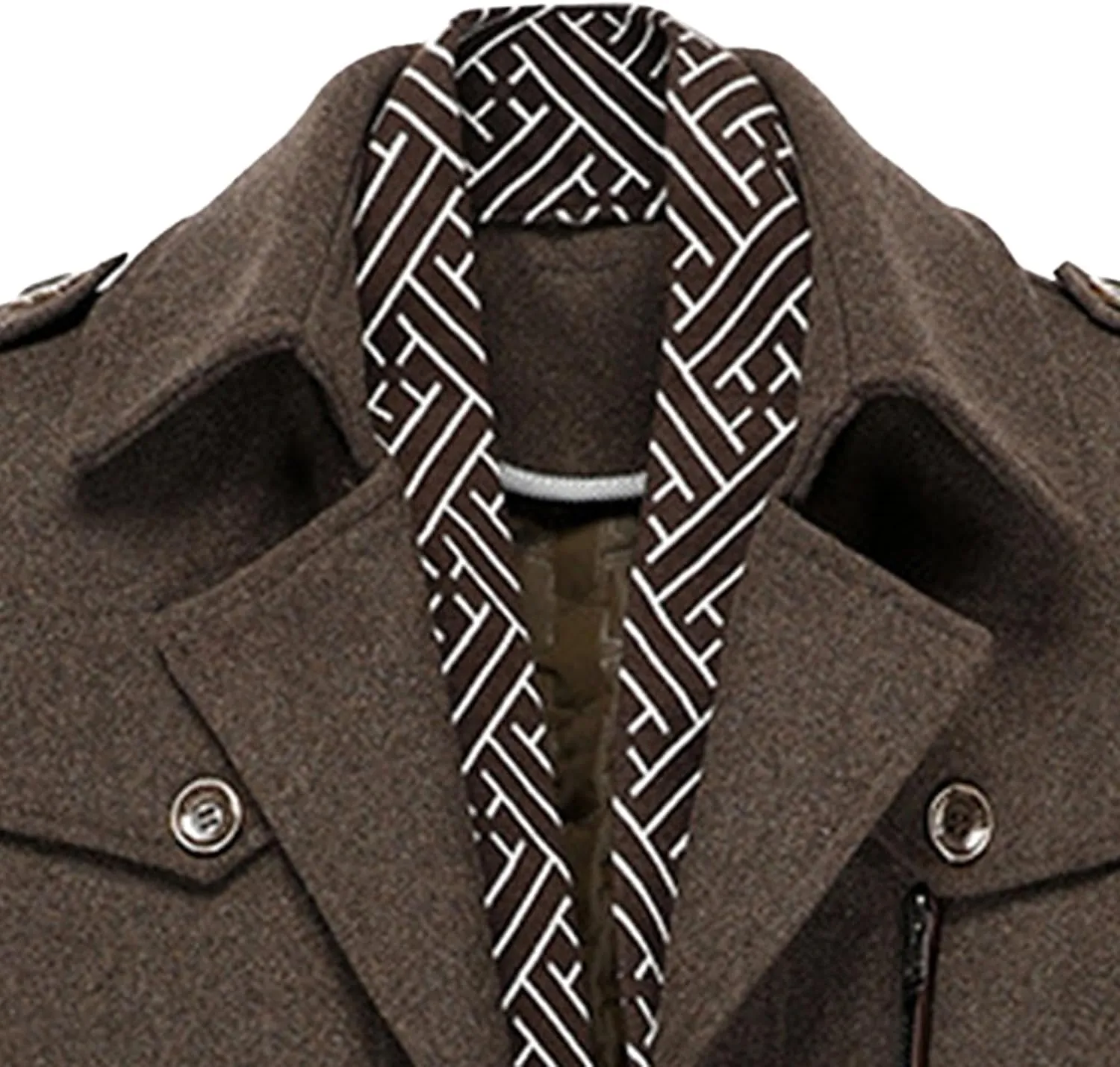 Maiyifu-GJ Men Stylish Scarf Single Breasted Wool Blend Coat Thick Winter Warm Slim Fit Coat Business Top Trench Overcoat