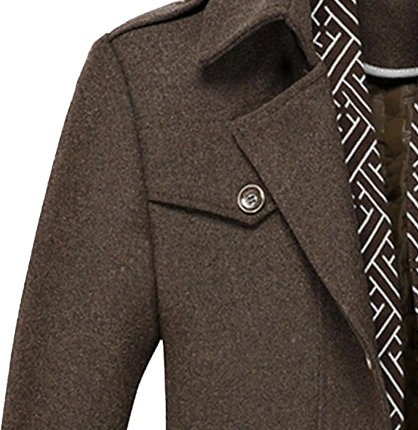 Maiyifu-GJ Men Stylish Scarf Single Breasted Wool Blend Coat Thick Winter Warm Slim Fit Coat Business Top Trench Overcoat