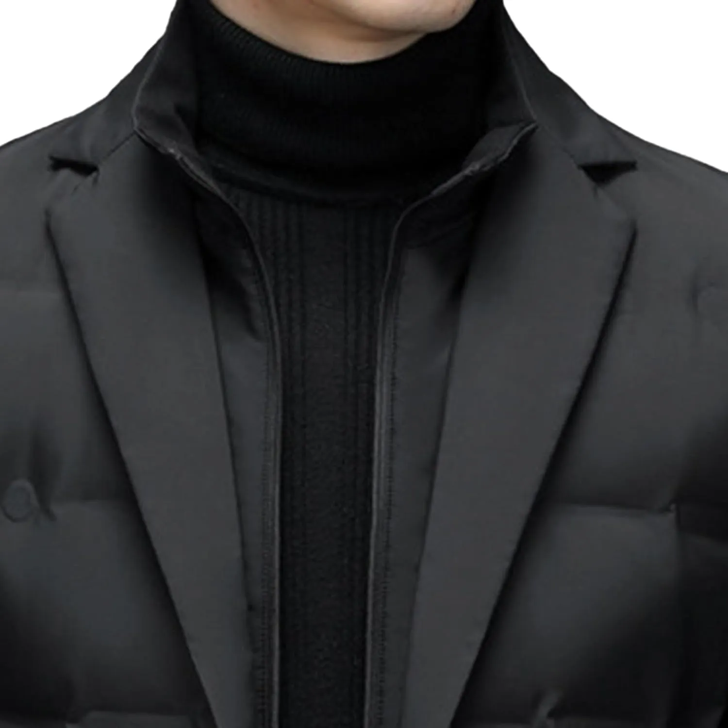 Maiyifu-GJ Men's Business Casual Down Jacket Suit Lapel Double Pockets Windbreaker Winter Warm Slim Puffer Jacket