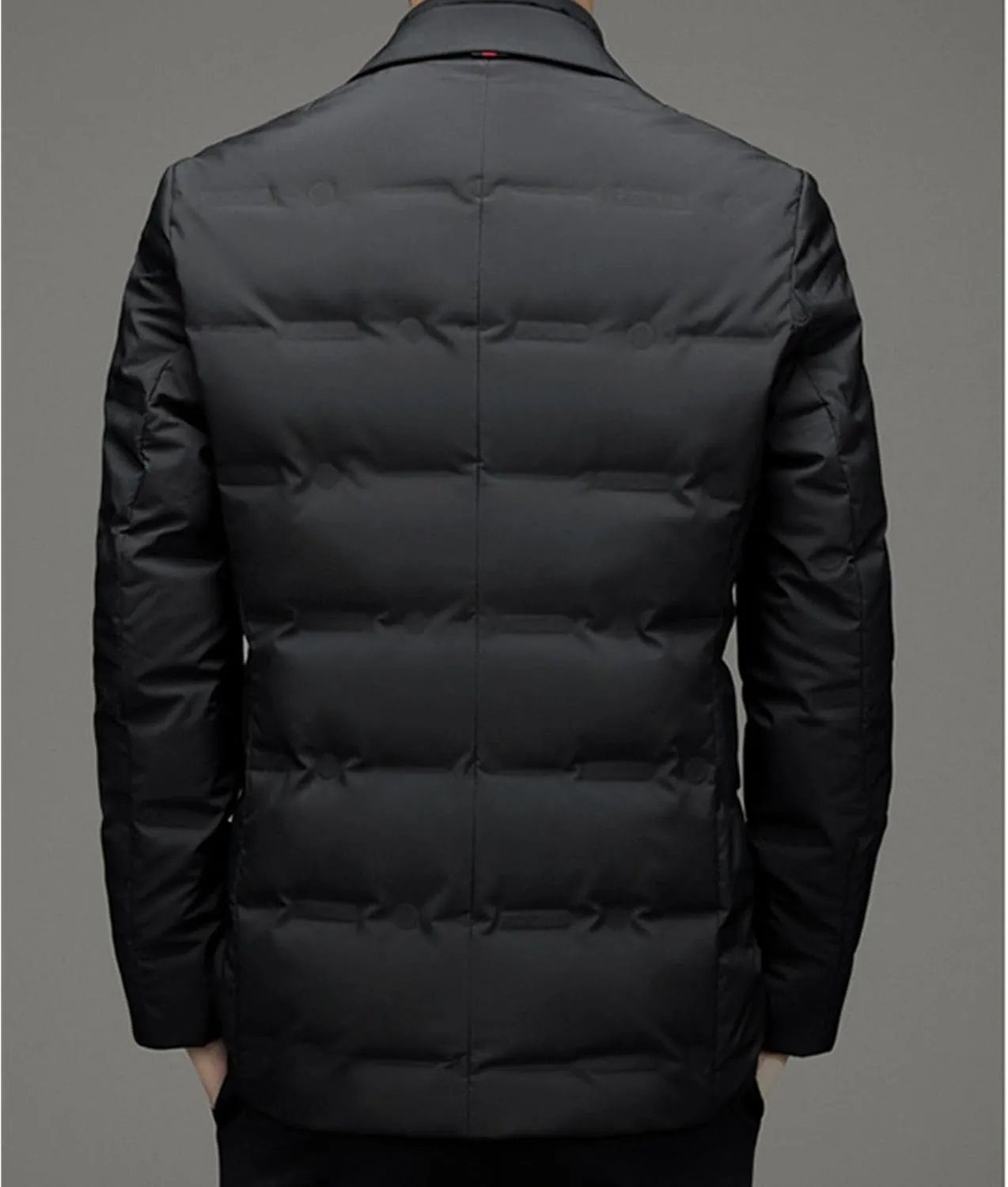 Maiyifu-GJ Men's Business Casual Down Jacket Suit Lapel Double Pockets Windbreaker Winter Warm Slim Puffer Jacket
