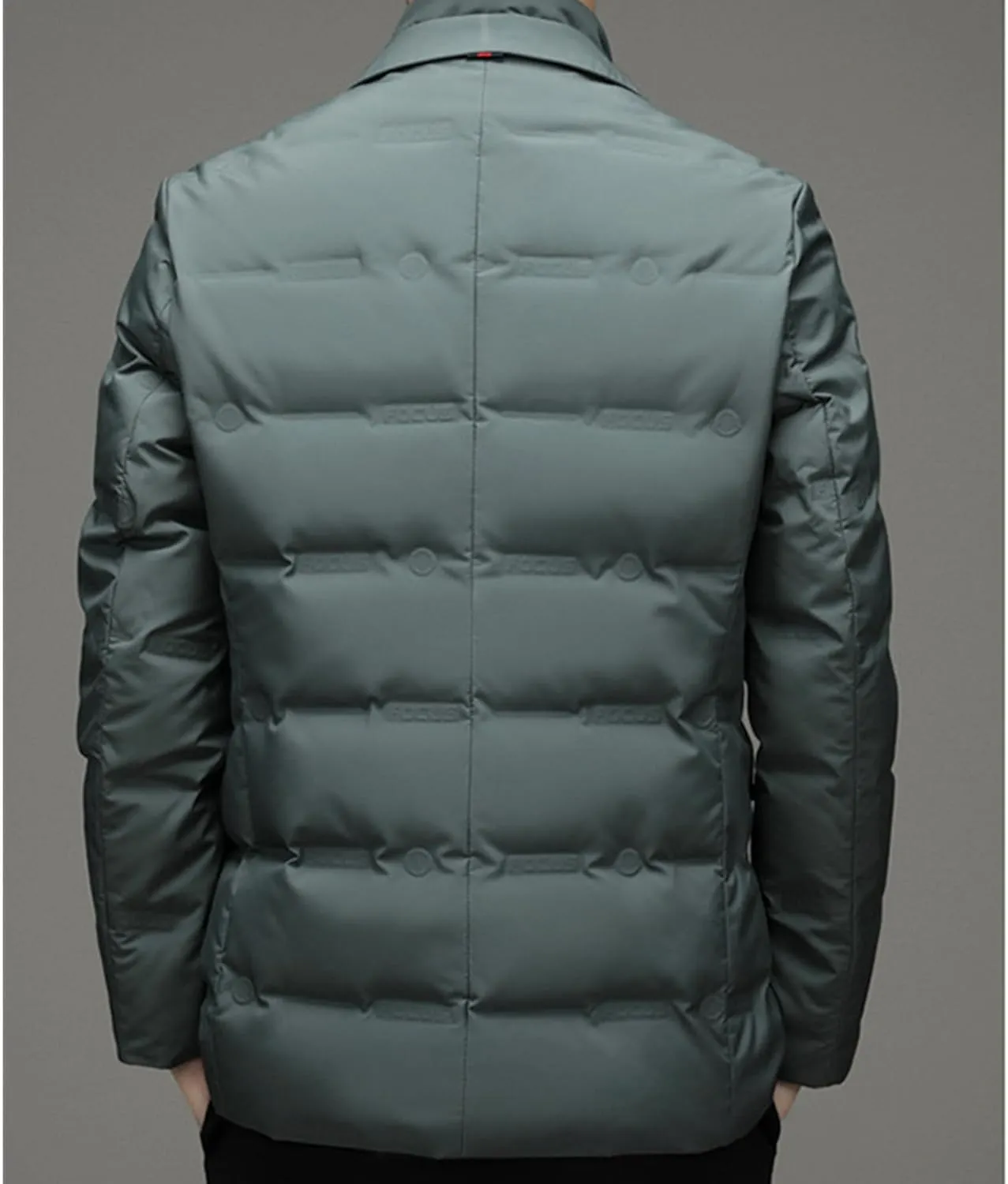 Maiyifu-GJ Men's Business Casual Down Jacket Suit Lapel Double Pockets Windbreaker Winter Warm Slim Puffer Jacket