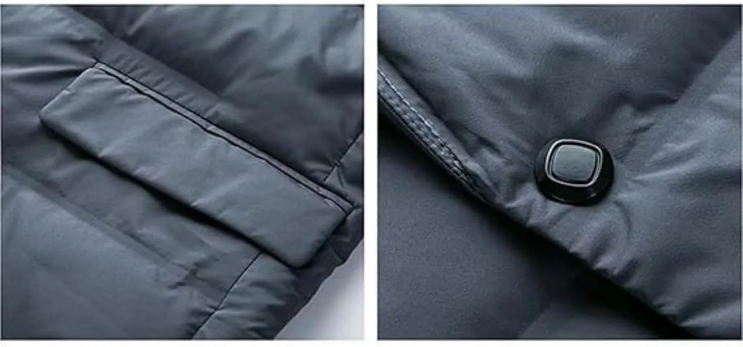 Maiyifu-GJ Men's Business Casual Down Jacket Suit Lapel Double Pockets Windbreaker Winter Warm Slim Puffer Jacket