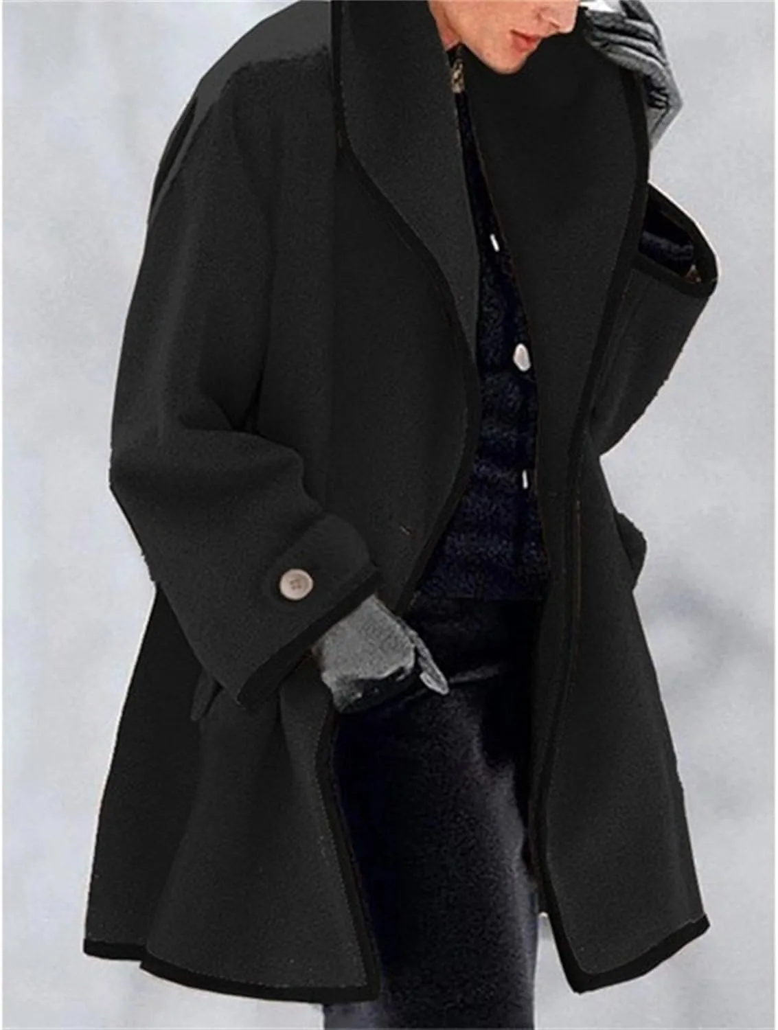 Maiyifu-GJ Wool Coat for Women Plus Size Pea Coat Winter Wool Coat Trench Jacket Ladies Warm Slim Long Overcoat Outwear