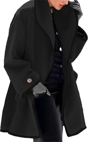 Maiyifu-GJ Wool Coat for Women Plus Size Pea Coat Winter Wool Coat Trench Jacket Ladies Warm Slim Long Overcoat Outwear