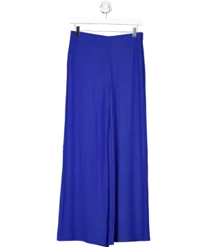 MANGO Blue Flowy Straight Fit Trousers UK M