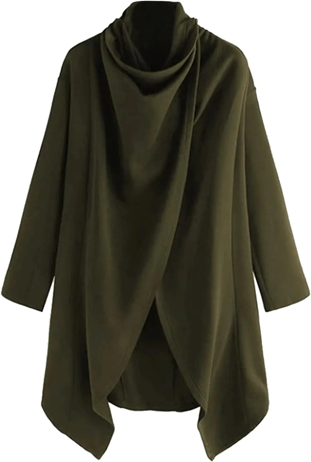 Men Lightweight Casual Cape Cloak Long Length Irregular Hem Pullover Overcoat Hip Hop Slim Poncho Sweatshirt Coat