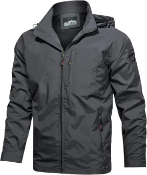 Men Lightweight Waterproof Jackets Running Travel Zip Hoodie 2024 Windbreaker with Hood Outdoor Raincoat for Hiking