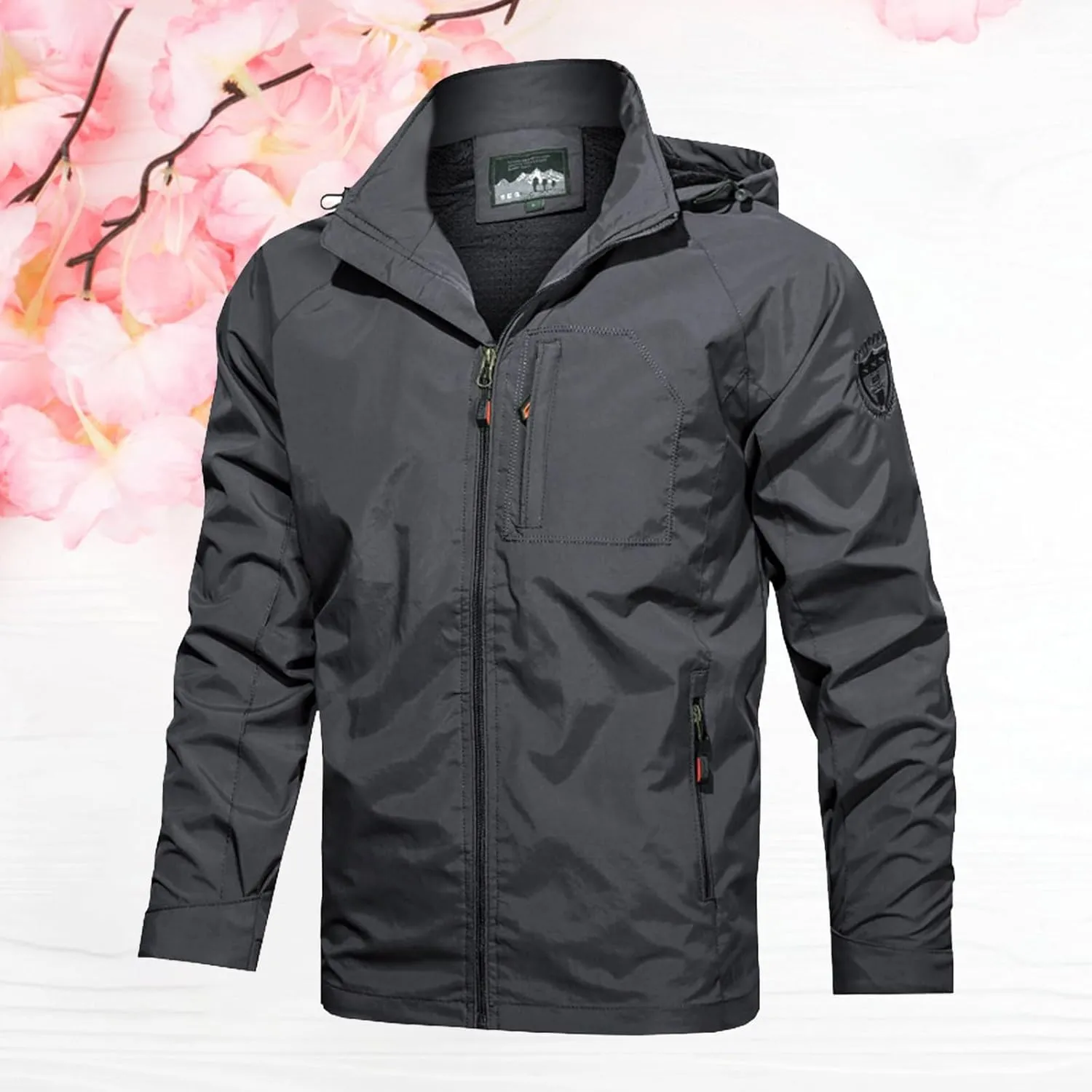 Men Lightweight Waterproof Jackets Running Travel Zip Hoodie 2024 Windbreaker with Hood Outdoor Raincoat for Hiking