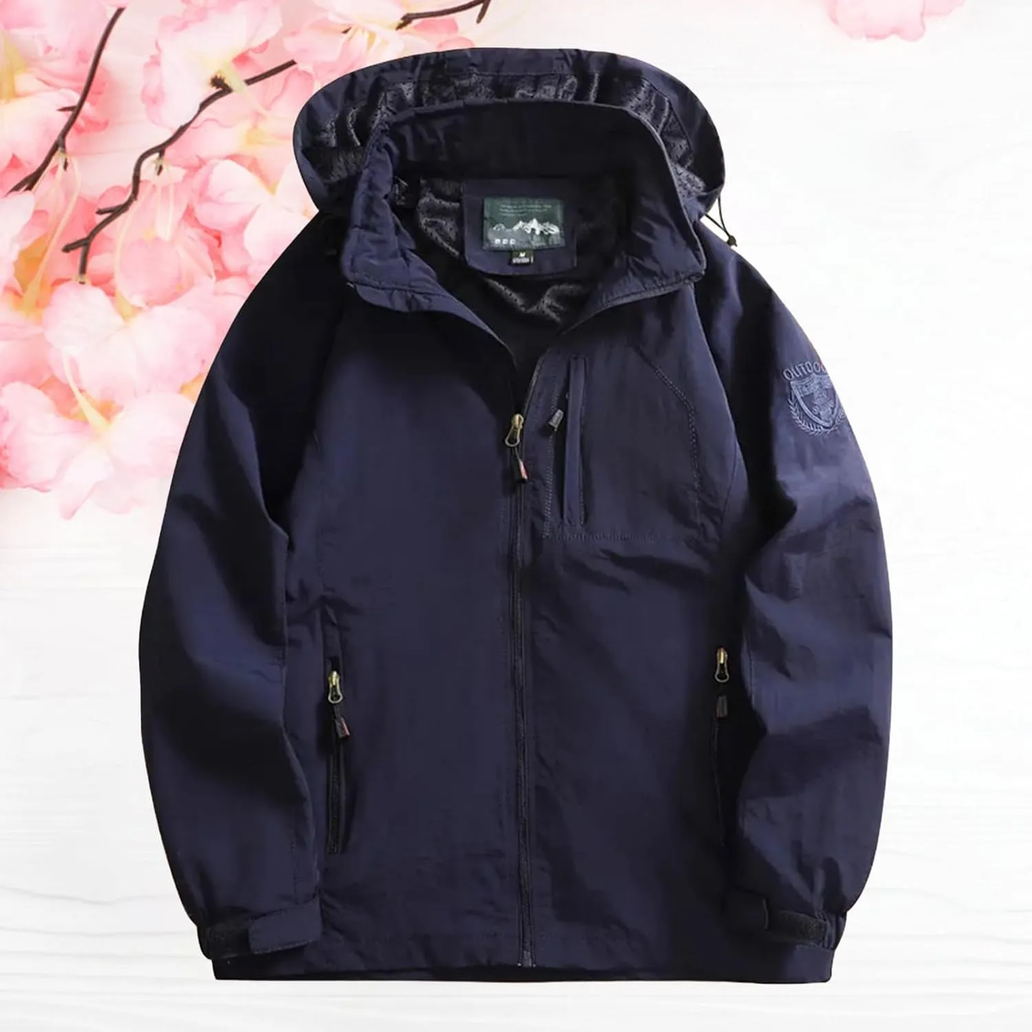 Men Lightweight Waterproof Jackets Running Travel Zip Hoodie 2024 Windbreaker with Hood Outdoor Raincoat for Hiking