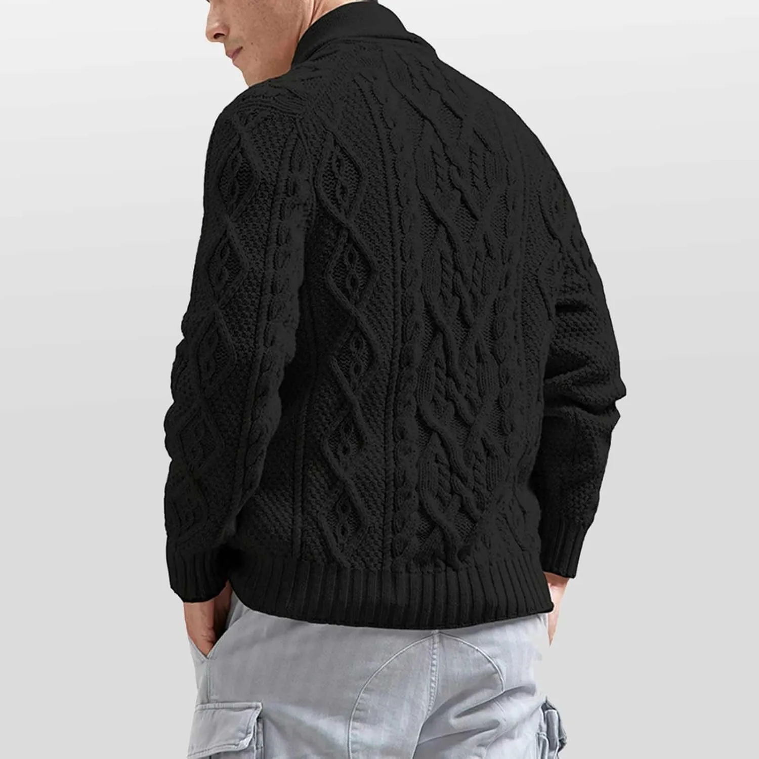 Mens Cardigan Sweater Cable Knit V Neck Button up Sweaters 2024 Winter Soft Warm Ribbed Cardigan Sweater Jacket with Pockets