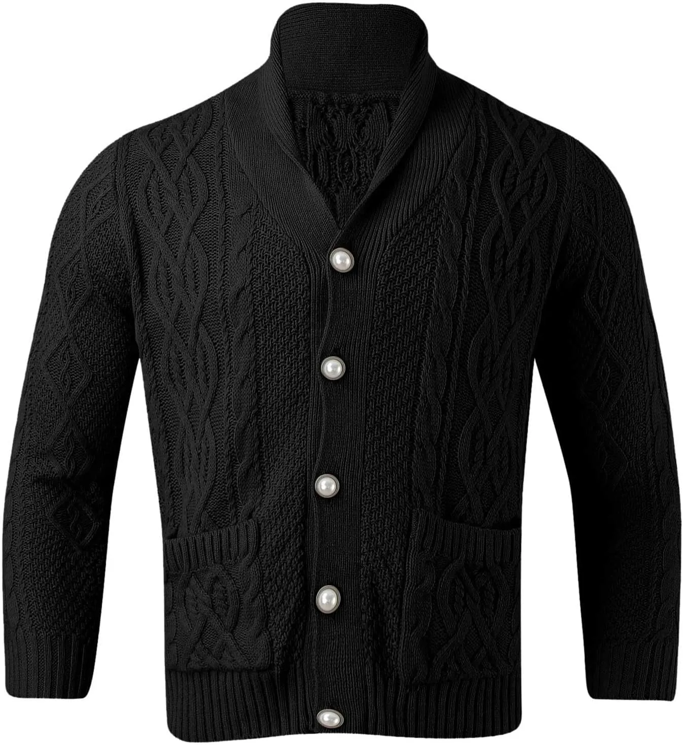 Mens Cardigan Sweater Cable Knit V Neck Button up Sweaters 2024 Winter Soft Warm Ribbed Cardigan Sweater Jacket with Pockets