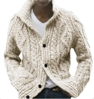 Mens Cardigan Sweater Cable Knit V Neck Button up Sweaters 2024 Winter Soft Warm Ribbed Cardigan Sweater Jacket with Pockets