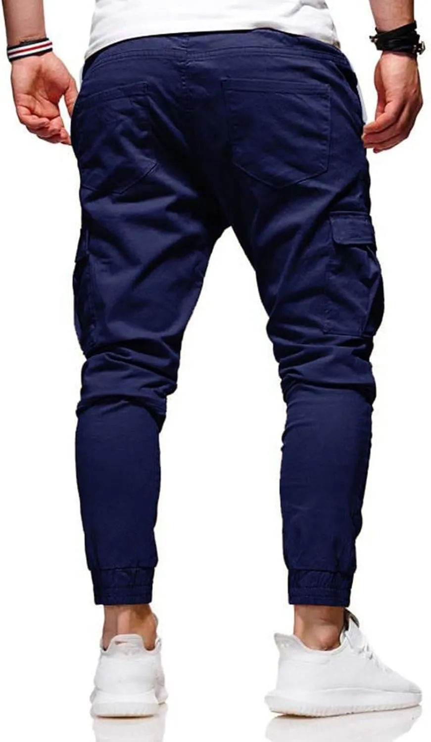 Mens Cargo Pants Casual Elastic Waist Joggers Sweatpants Slim Fit Workout Athletic Fashion Trousers for Mens