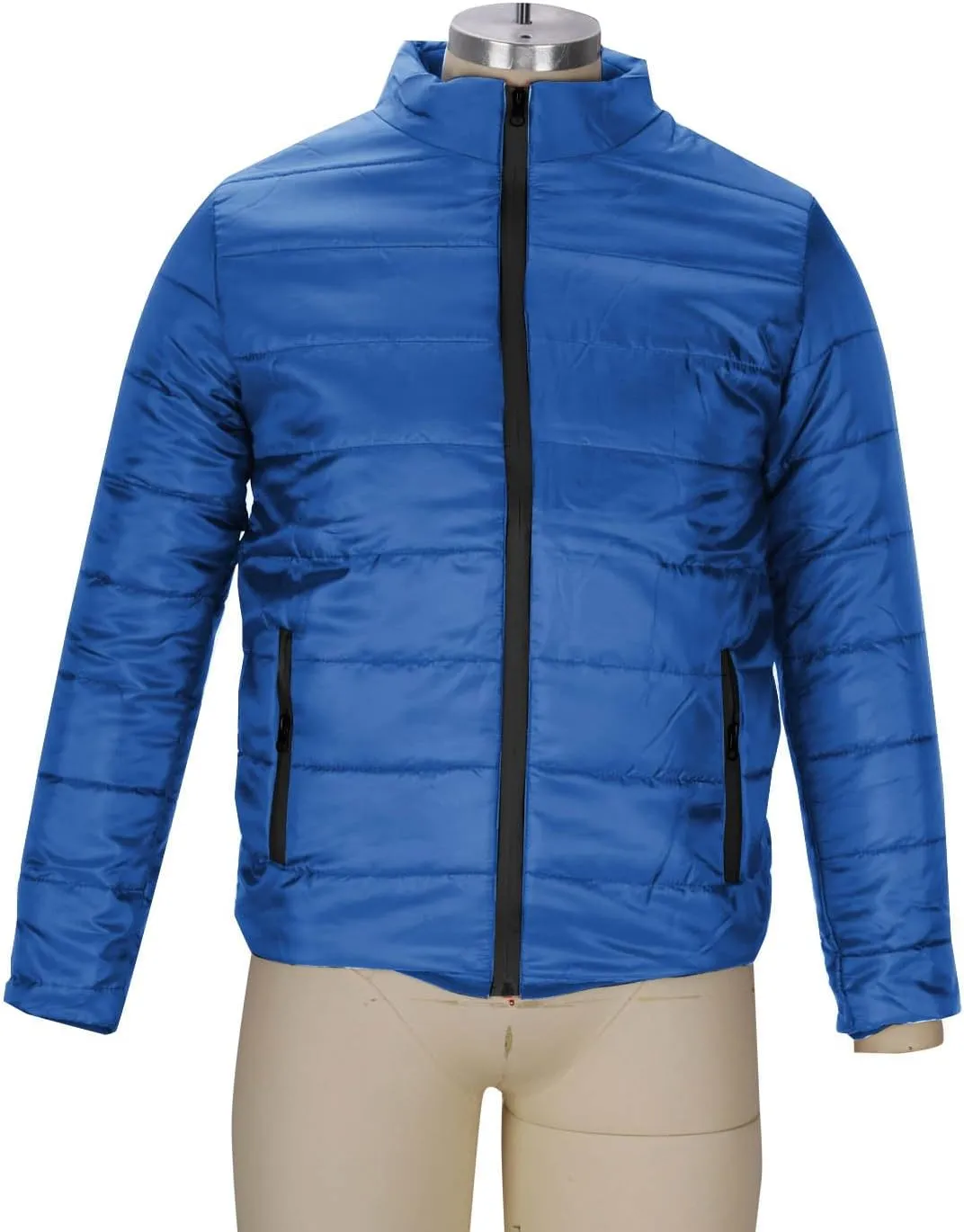 Mens Down Winter Coats Warm Puffer Jacket Stand Collar Cotton Padded Waterproof Outerwear with Zipper Pockets