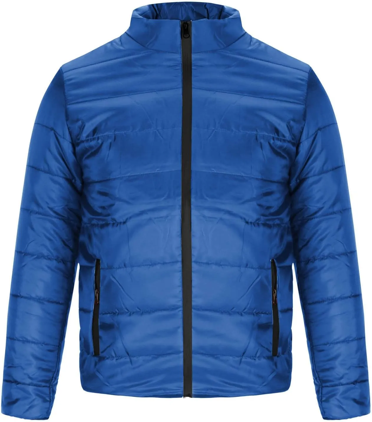 Mens Down Winter Coats Warm Puffer Jacket Stand Collar Cotton Padded Waterproof Outerwear with Zipper Pockets