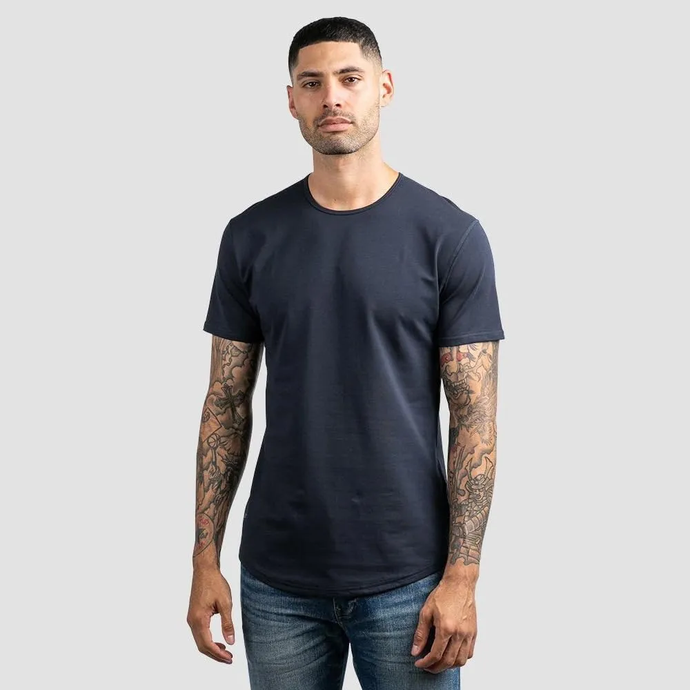 Mens Drop-Cut Men's T Shirt, Plain Tshirts for Men, Drop Cut Basic Crewneck Tee, Wrinkle Resistant, Stretch Fit