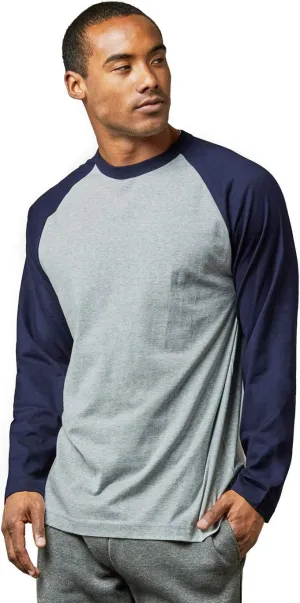 Men's Full Length Sleeve Raglan Cotton Baseball Tee Shirt