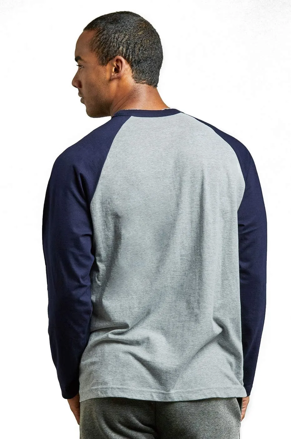 Men's Full Length Sleeve Raglan Cotton Baseball Tee Shirt