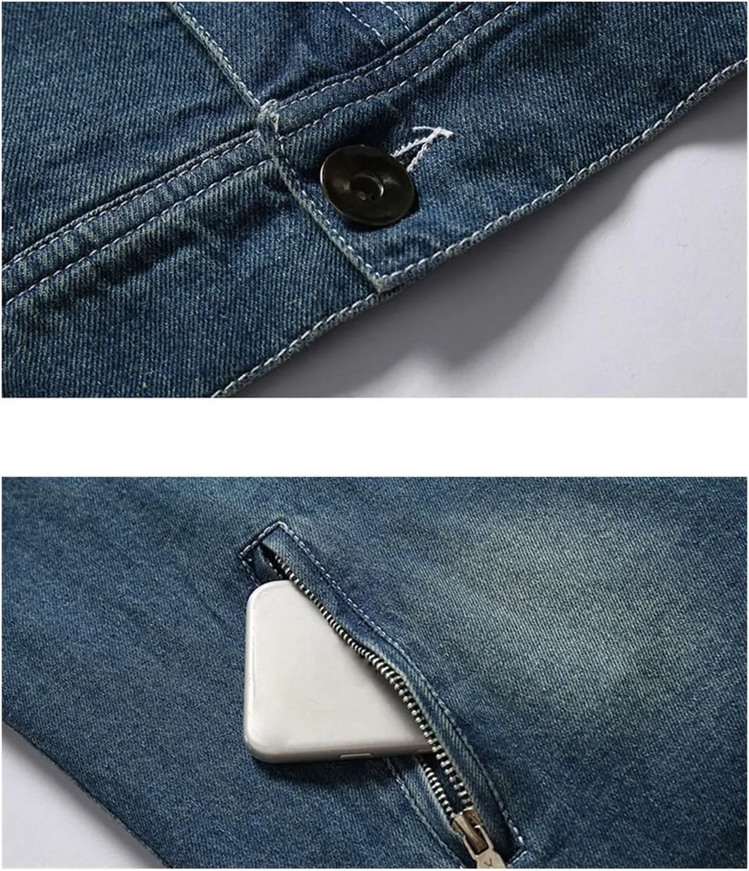 Men's Fur Collar Denim Coat Winter Cotton-Padded Casual Jacket Denim Thick Clothing