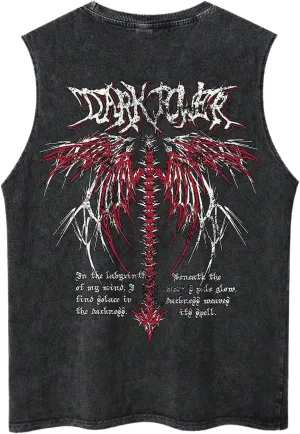 Men's Gothic Graphic Tank Top Vintage Crew Neck Sleeveless Summer Vest Tops Casual Workout Tank Top