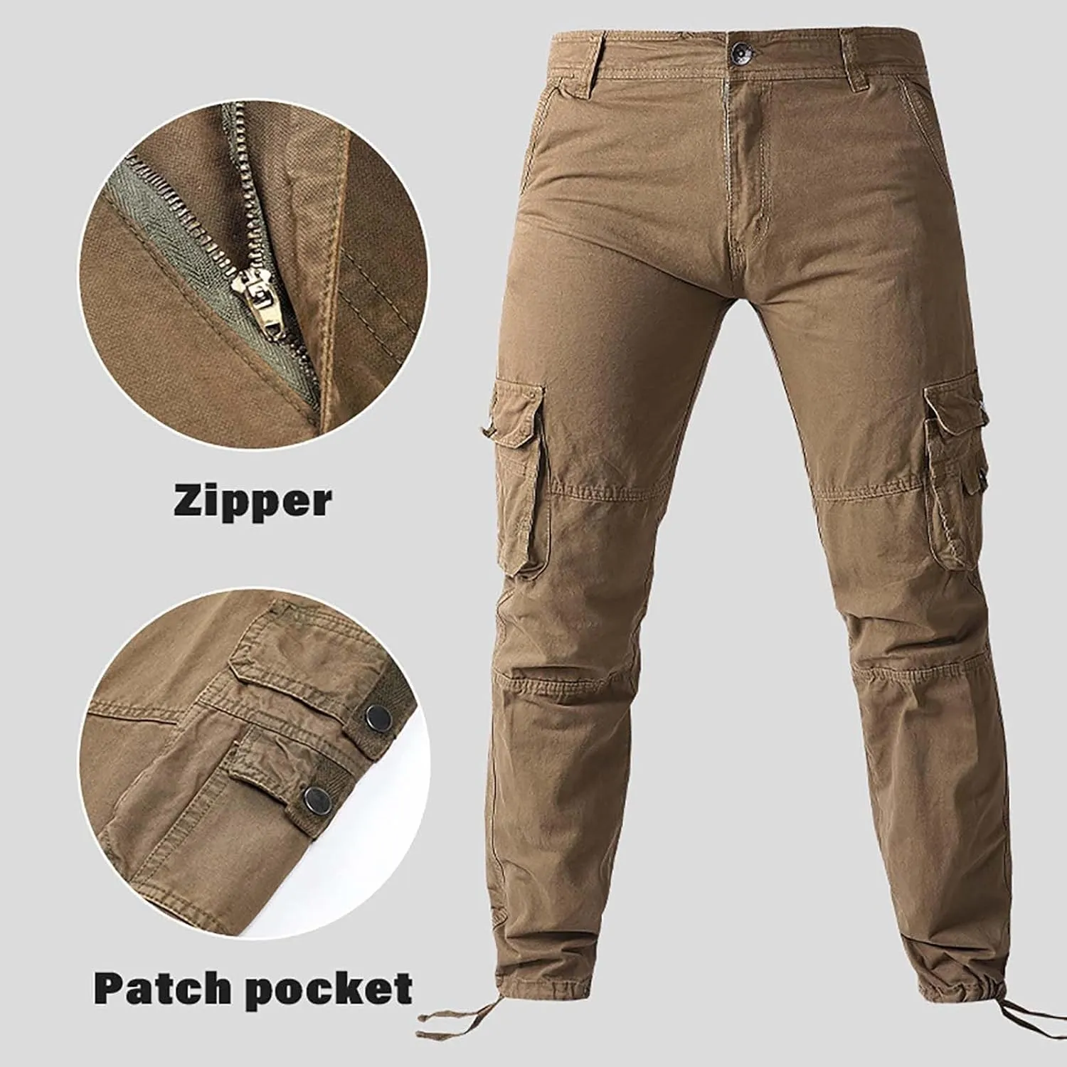 Men's Hiking Tactical Pants Cotton Outdoor Military Combat Cargo Pants Lightweight Slim Fit Slacks Tapered Trousers