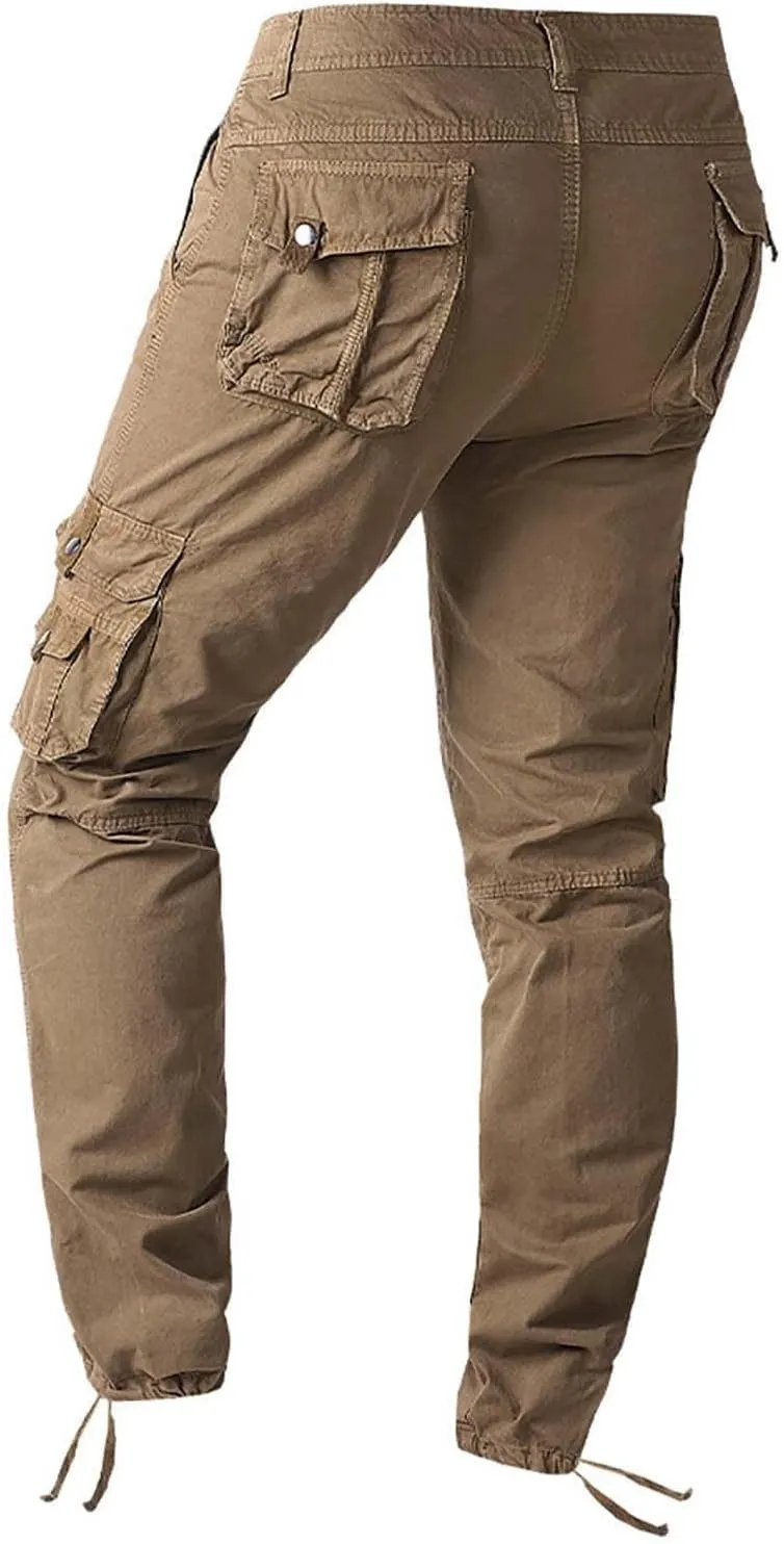 Men's Hiking Tactical Pants Cotton Outdoor Military Combat Cargo Pants Lightweight Slim Fit Slacks Tapered Trousers