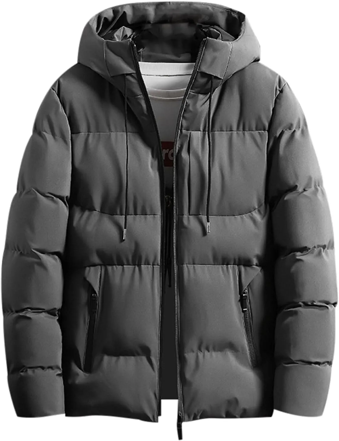 Men's Hooded 2024 Winter Coat Warm Puffer Jacket Thicken Cotton Coat with Removable Hood for Men Plus Size Windproof Outwear