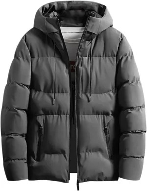 Men's Hooded 2024 Winter Coat Warm Puffer Jacket Thicken Cotton Coat with Removable Hood for Men Plus Size Windproof Outwear