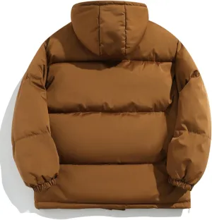Men's Hooded Down Coats Winter Warm Puffer Jacket Cotton Padded Waterdproof Outerwear with Pockets