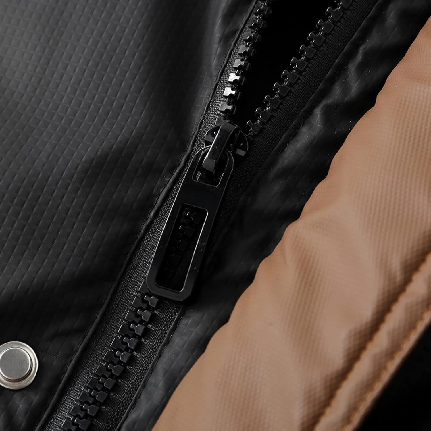 Mens Hooded Puffer Jacket Waterproof Down Coats Winter Warm Cotton Padded Bubble Coat with Flap Pockets
