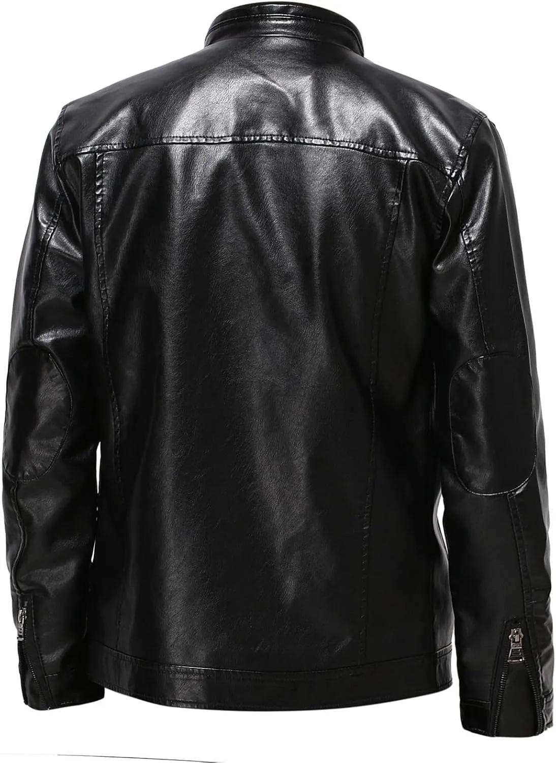 Mens Leather Jacket Motorcycle Black Biker Jackets Vintage Faux Leather Outwear Casual Lightweight