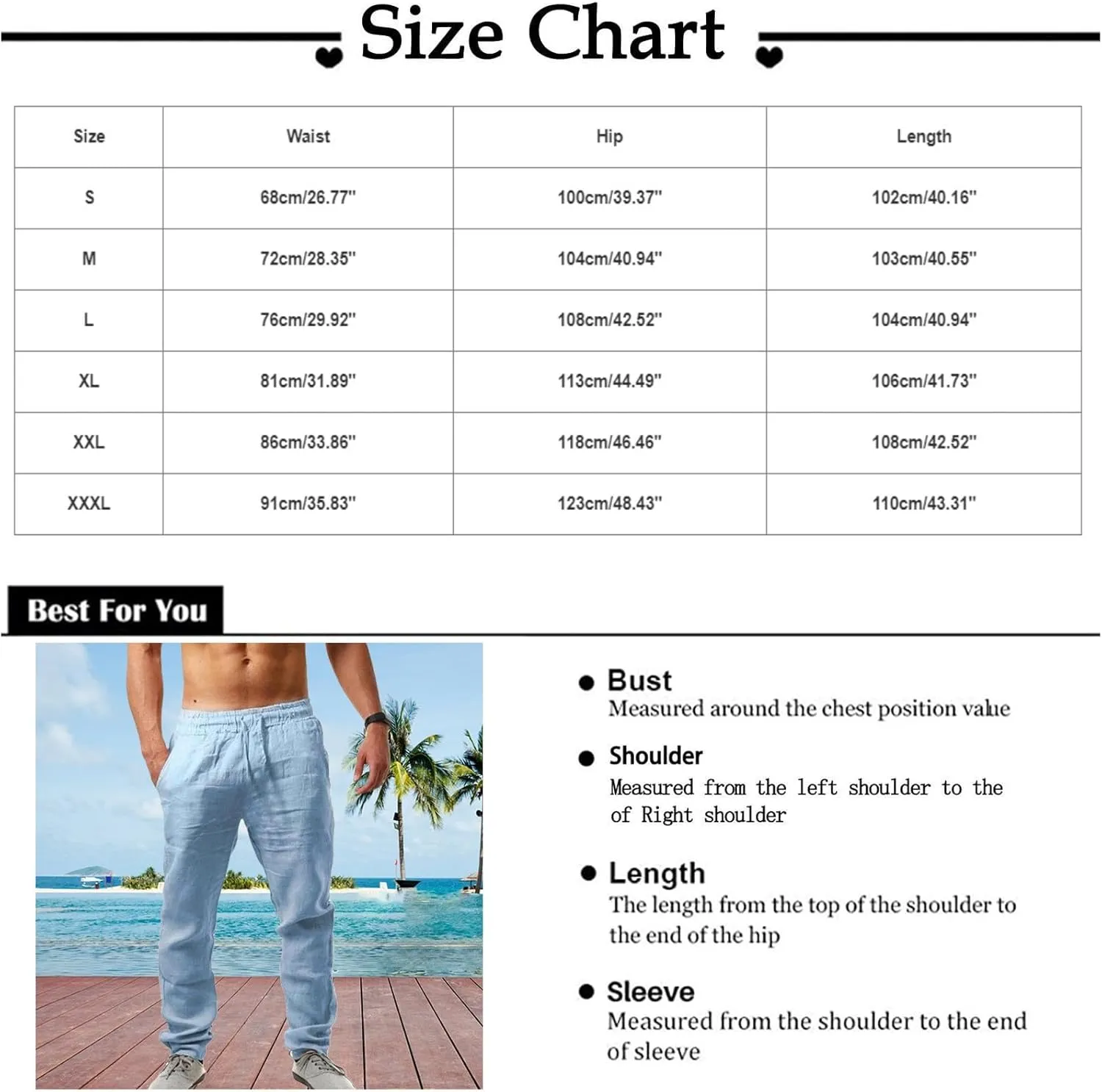 Mens Linen Pants Elastic-Waisted Lightweight Straight-Leg Vacation Casual Pant with Pocket Solid Color Travel Outfits