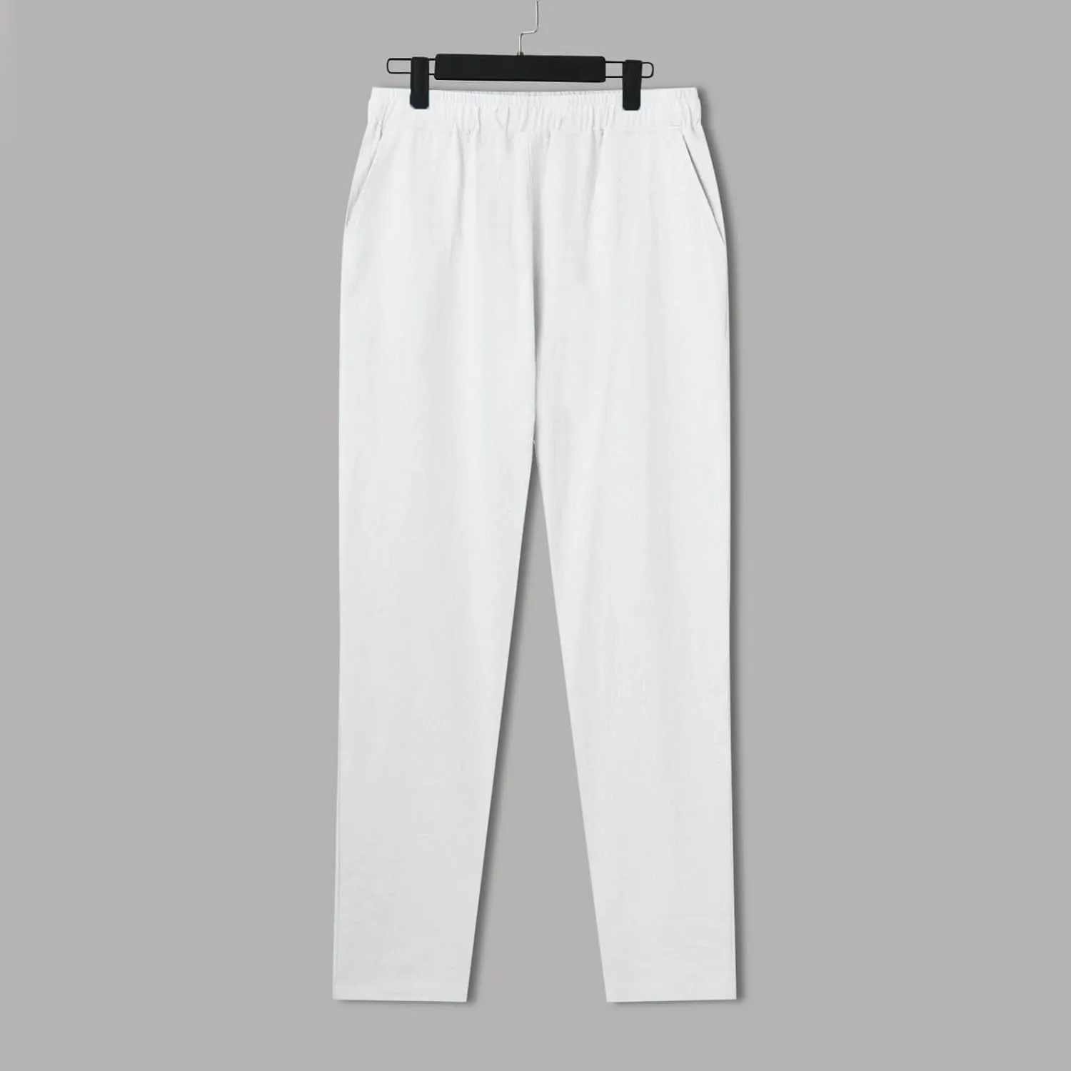 Mens Pants Casual Solid Color Vacation Elastic-Waisted Cotton Drawstring Pant Fashion Relax Fit High-Waisted Outfits