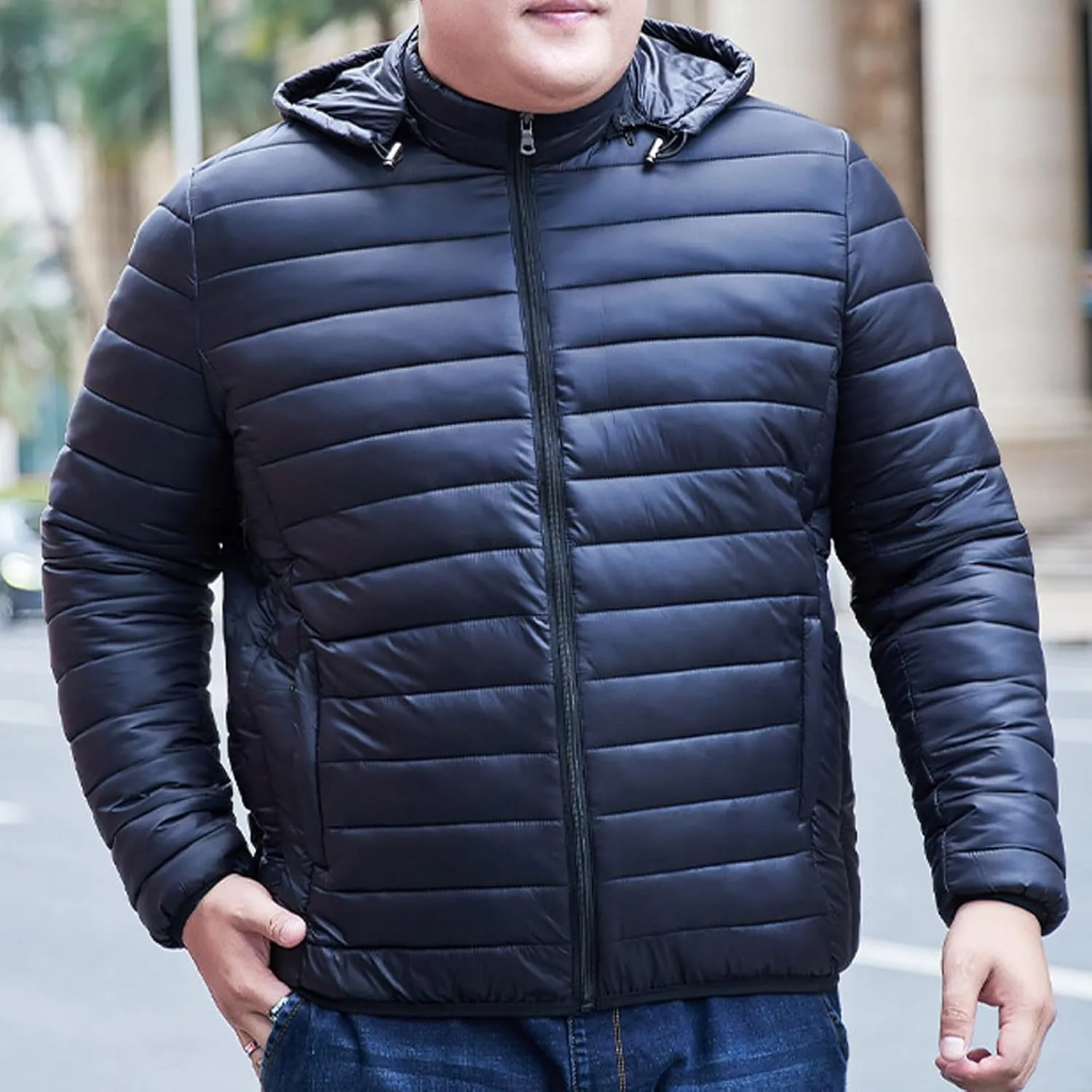Men's Puffer Jacket Plus Size Lightweight Down Jacket Packable Quilted Jacket Zip up Padded Coat Warm Winter Jacket