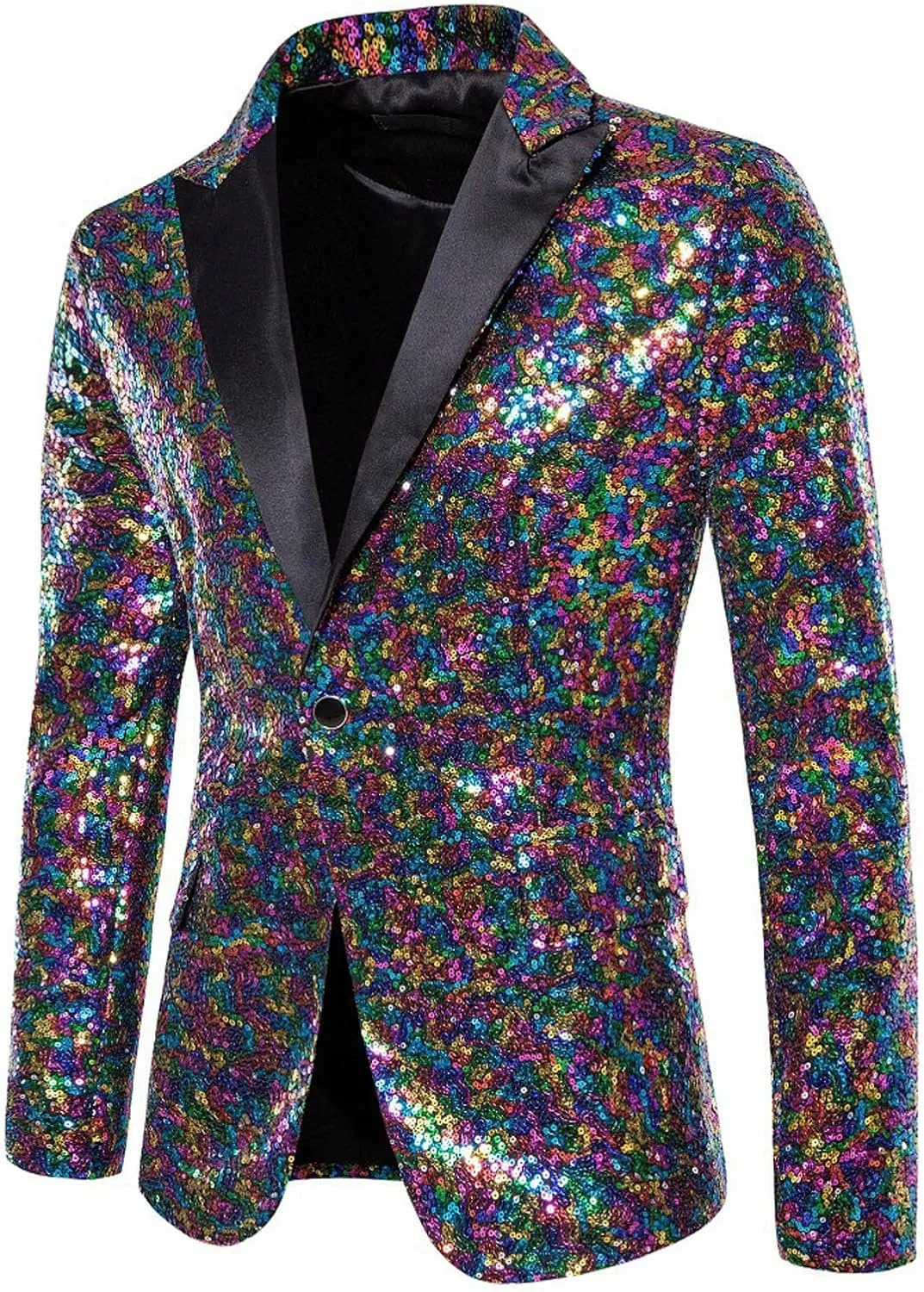 Mens Sequins Blazer 70s 80s Disco Suit Jacket Lapel Tuxedo Jackets for Party Wedding Prom, Shiny Christmas Outfits