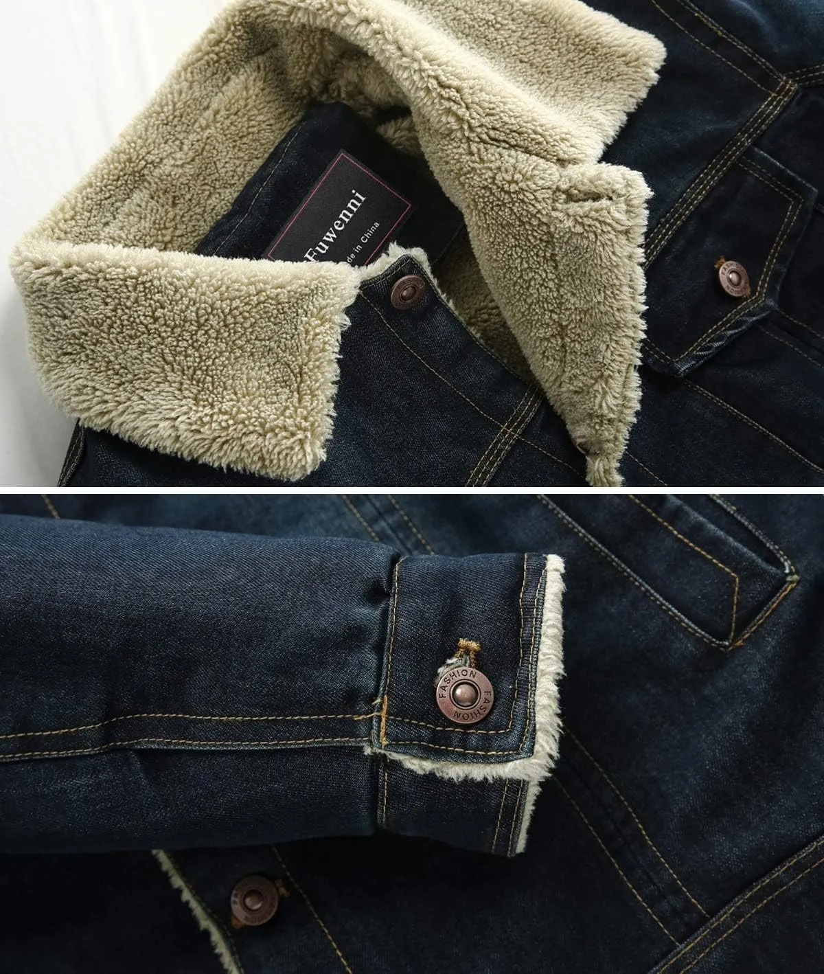 Men's Sherpa Fleece Lined Denim Jacket Trucker Jacket Winter Jean Jacket Cowboy Coat