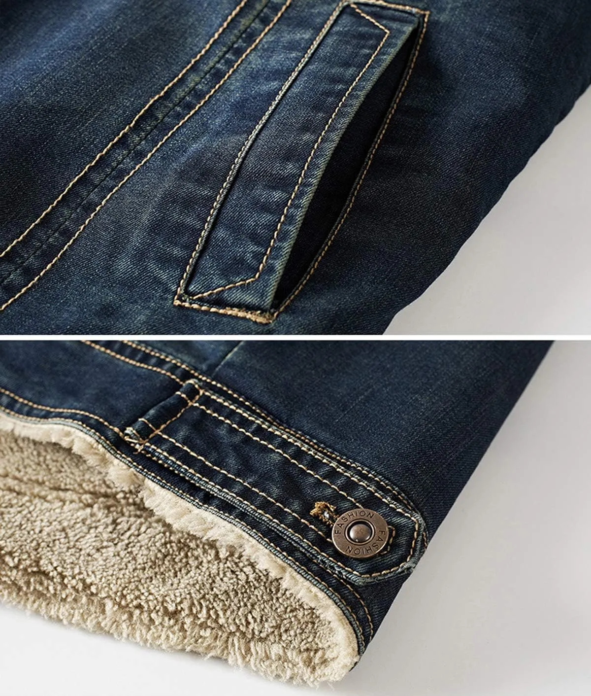 Men's Sherpa Fleece Lined Denim Jacket Trucker Jacket Winter Jean Jacket Cowboy Coat