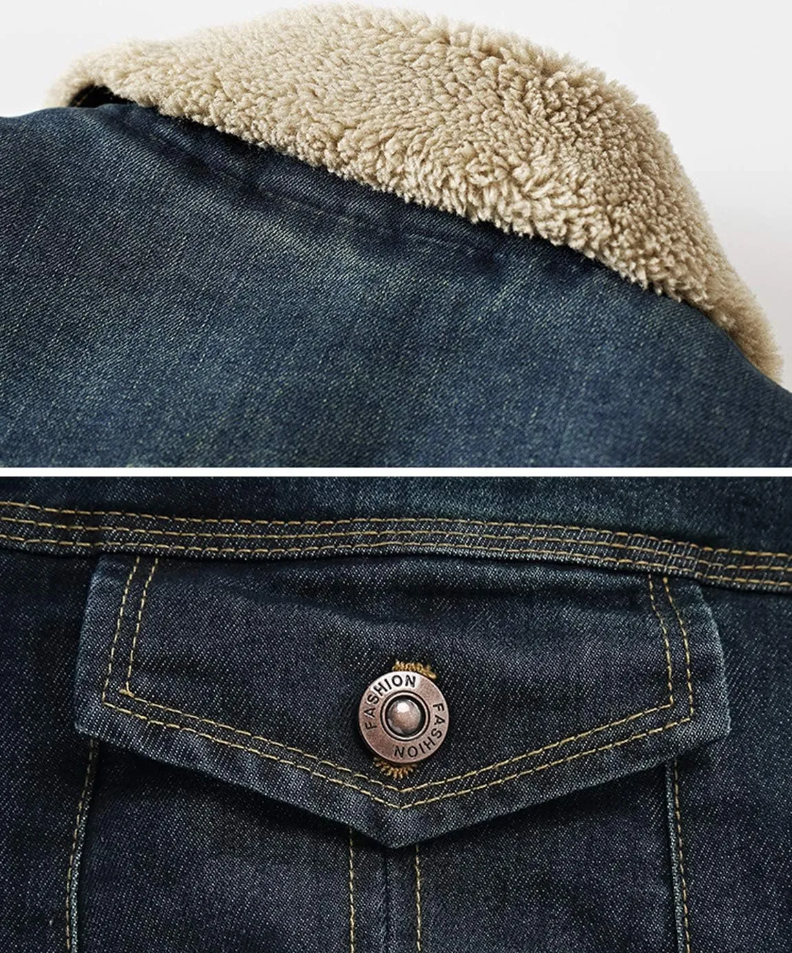 Men's Sherpa Fleece Lined Denim Jacket Trucker Jacket Winter Jean Jacket Cowboy Coat