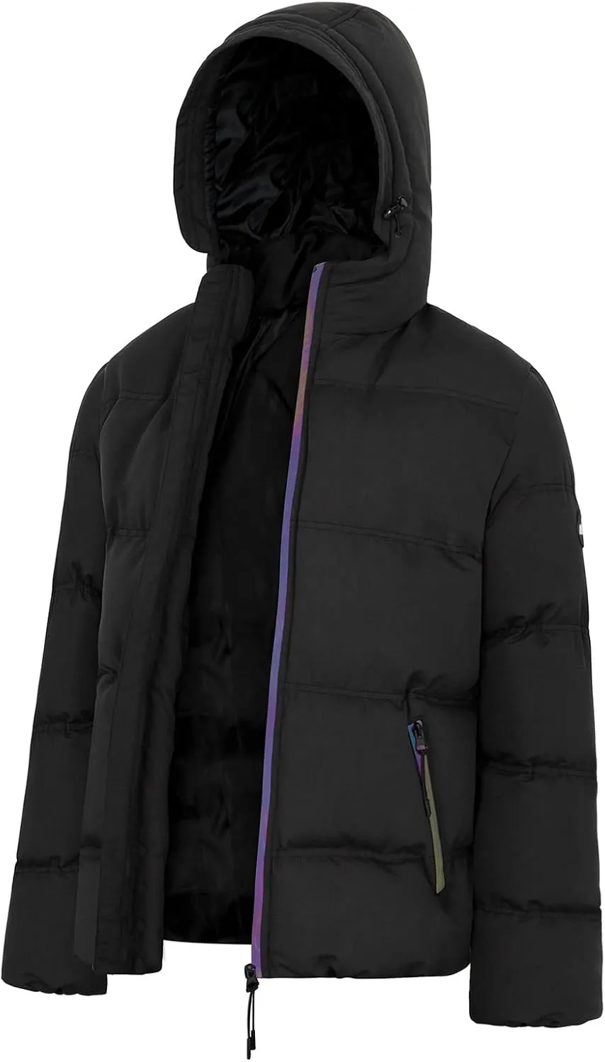 Men's Thickened Bread Cloth Winter Hooded Solid Color Full-Zipper Padded Plus Size Cotton Coat The Jacket Men