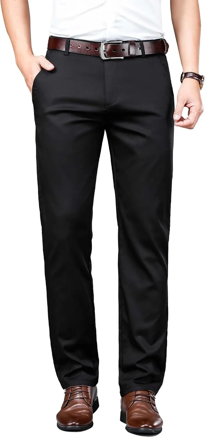 Mens Thin and Lightweight Business Slacks Viscose Blend Dress Pants for Summer