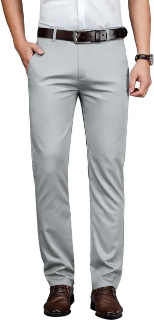 Mens Thin and Lightweight Business Slacks Viscose Blend Dress Pants for Summer