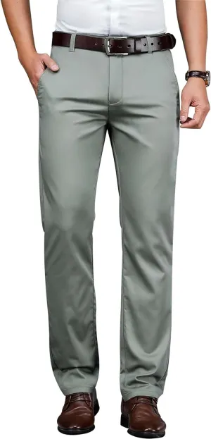 Mens Thin and Lightweight Business Slacks Viscose Blend Dress Pants for Summer