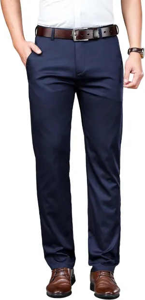 Mens Thin and Lightweight Business Slacks Viscose Blend Dress Pants for Summer