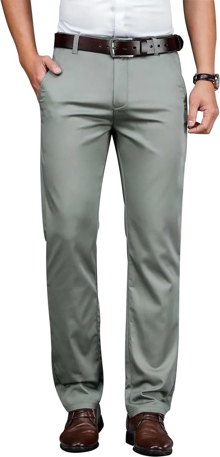 Mens Thin and Lightweight Business Slacks Viscose Blend Dress Pants for Summer