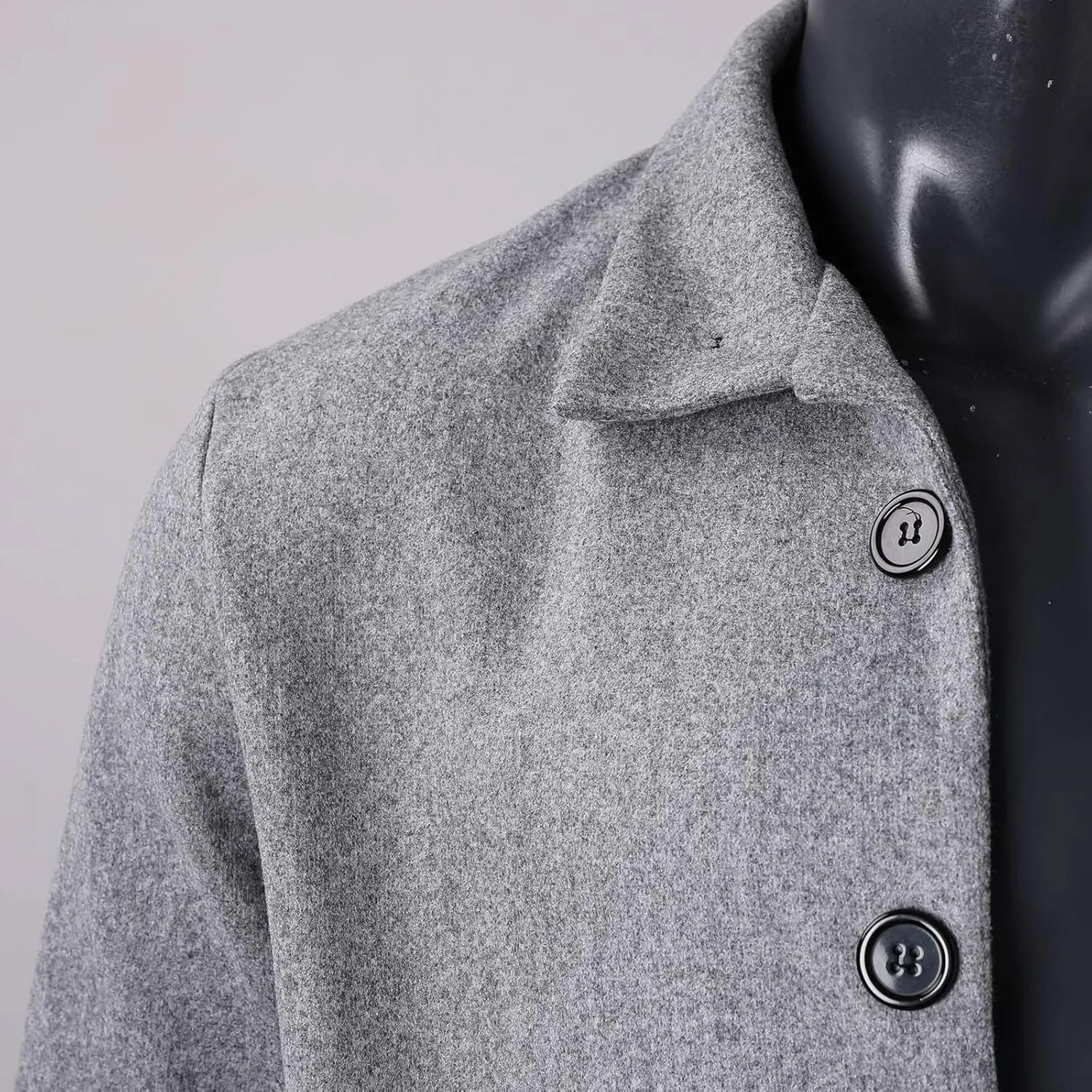Mens Trench Coat Single Breasted Winter Warm Slim Fit Pea Coat Notched Collar Casual Overcoat Work Business Jacket