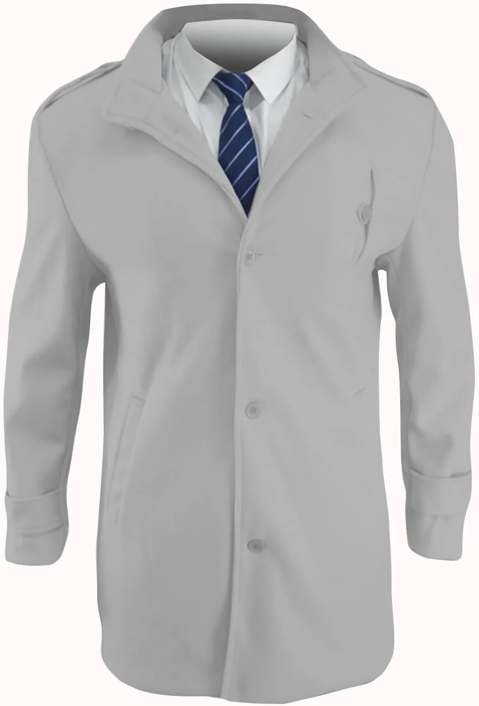 Men's Winter Single Breasted Long Jacket Wool Blend Notched Collar Trench Overcoat with Pockets