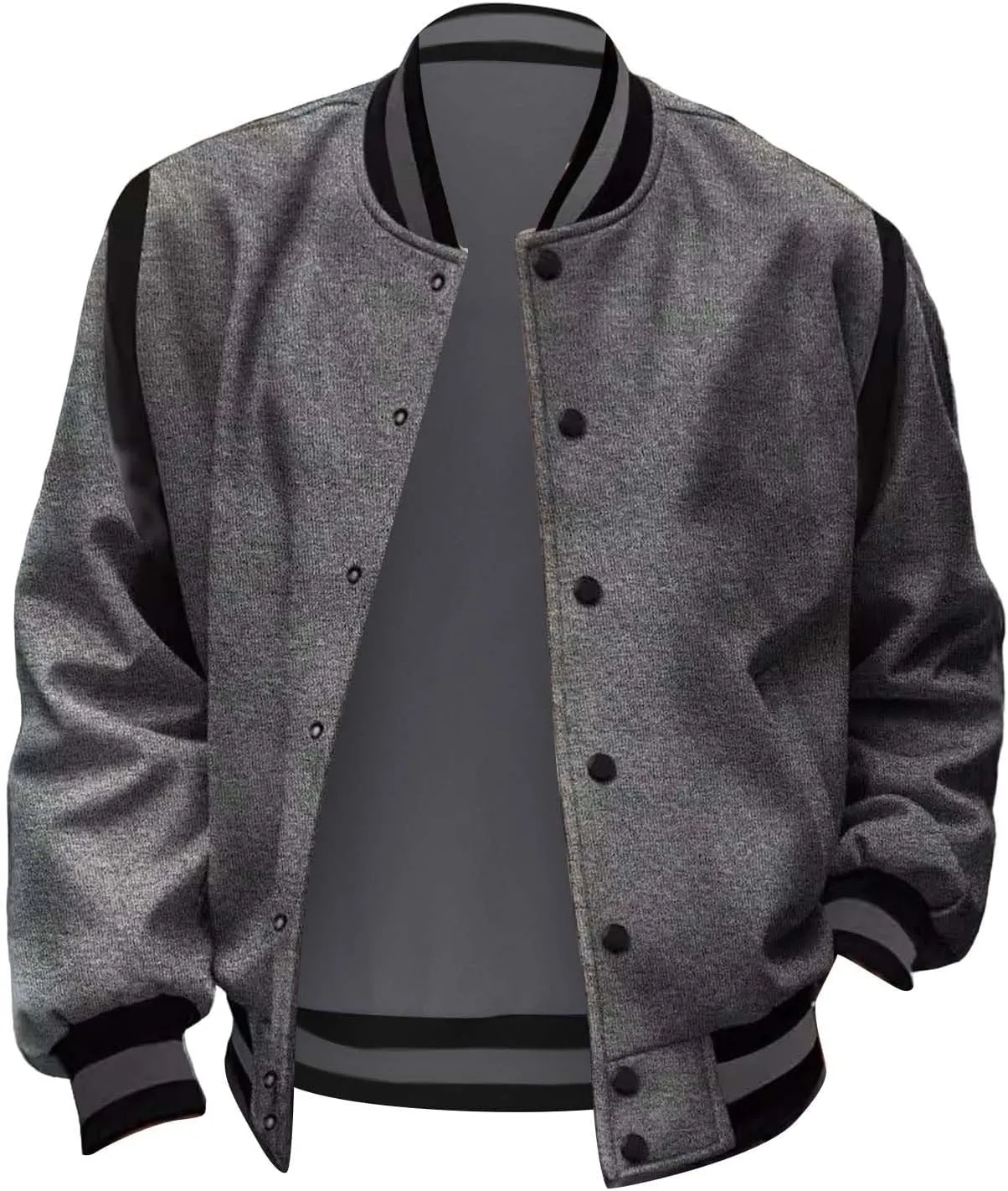 Men's Wool Blend PeaCoat Trim Wool Short Jacket Lapel Splice Solid Warm Slim Overcoat Big Pockets SherPeaLined Mens