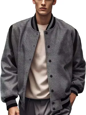 Men's Wool Blend PeaCoat Trim Wool Short Jacket Lapel Splice Solid Warm Slim Overcoat Big Pockets SherPeaLined Mens
