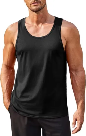 Mens Workout Tank Top Cotton Sleeveless Gym Muscle Shirts Stretch Basic Casual Summer Beach Tanks Pack