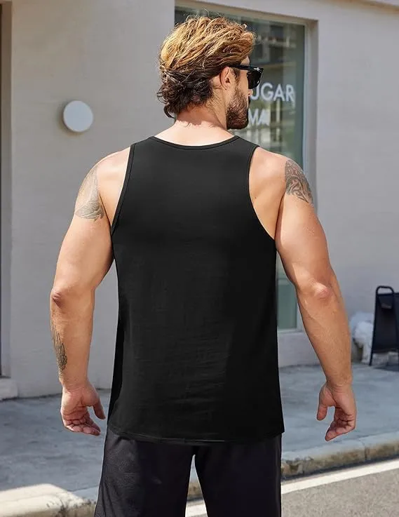 Mens Workout Tank Top Cotton Sleeveless Gym Muscle Shirts Stretch Basic Casual Summer Beach Tanks Pack